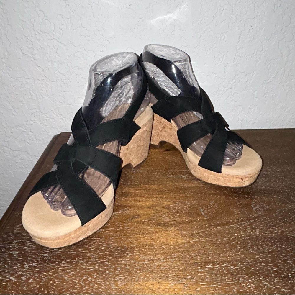 Clarks Collection Self-Attached Sling Back Cork Platform Wedge Sandal Shoes - Picture 10 of 10